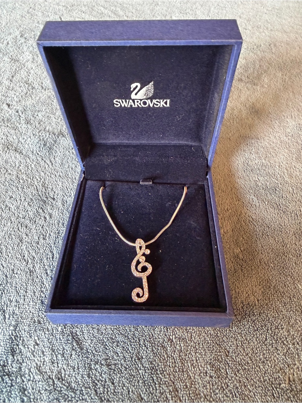 Swarovski Rose Gold Treble Clef Crystal Necklace